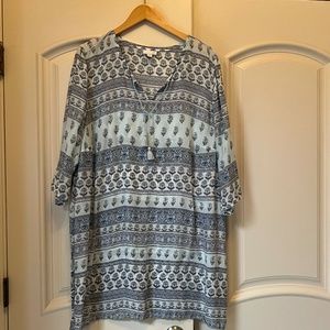 Beautiful J. Jill Tunic in Soft Shades of Blue. Size 3X.